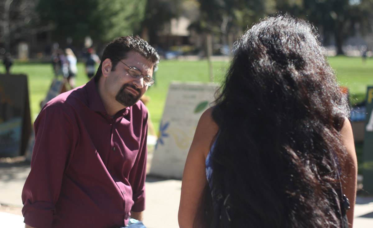 Josh Brahm finding common ground with a UC Davis student about how horrible rape is.