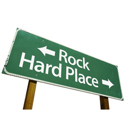 Meme between rock and hard place