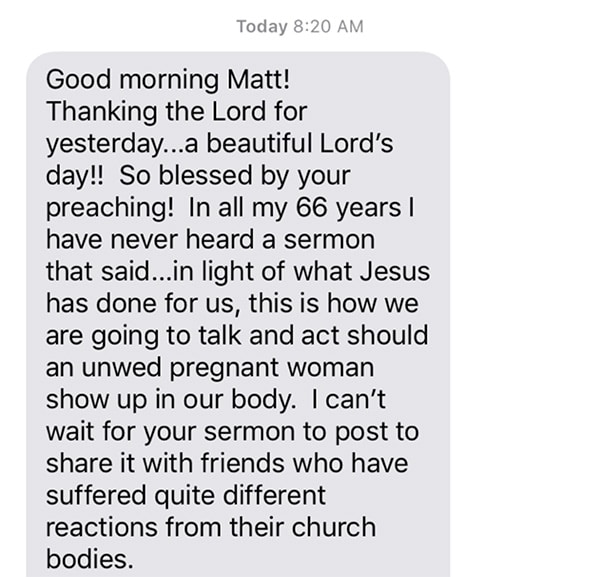 Image: Text to Pastor Matt Troupe