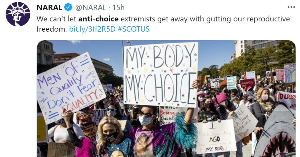 Anti-choice picture and Tweet